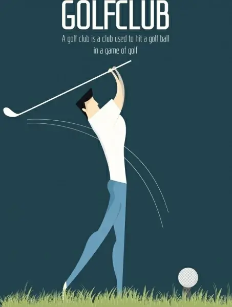 golf club banner player icon colored cartoon design