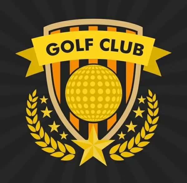 golf club logo classical yellow design 