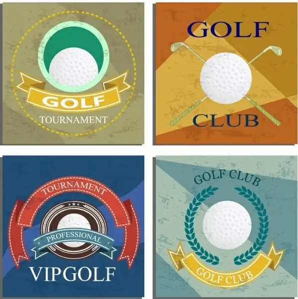 golf identity sets colored retro design 