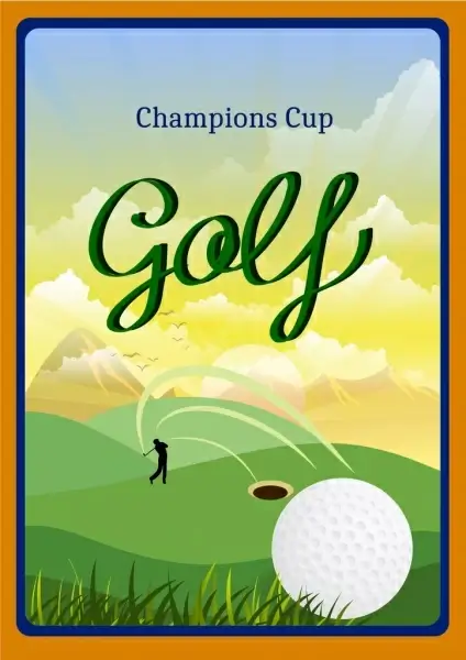 golf tournament banner player silhouette ball icon