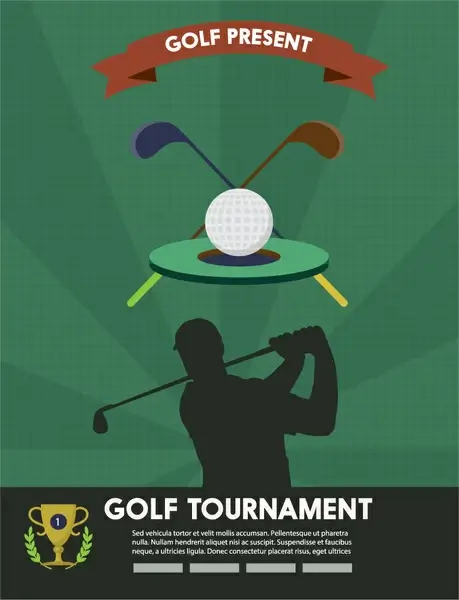 golf tournament flyer design with silhouette illustration