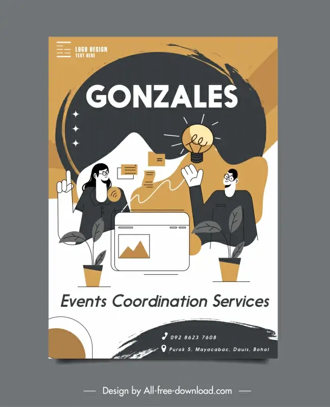 gonzales events coordination services flyer template handdrawn classic sketch