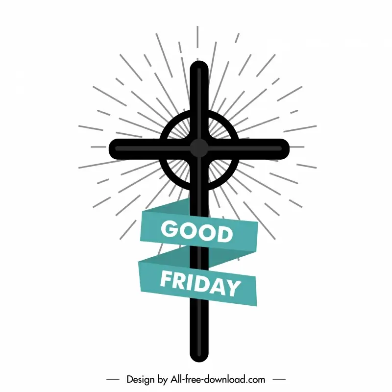 good friday christian religious sign icon 3d sketch rays cross decor
