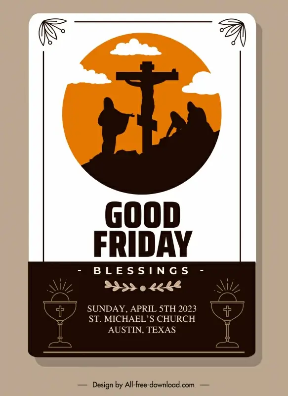 good friday poster template flat classic silhouette