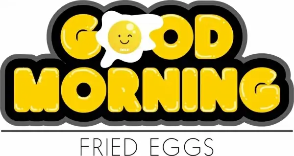 good morning background fried egg icon yellow texts