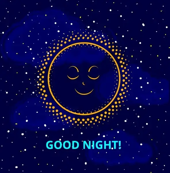 good night banner sleeping sun icon starry sky