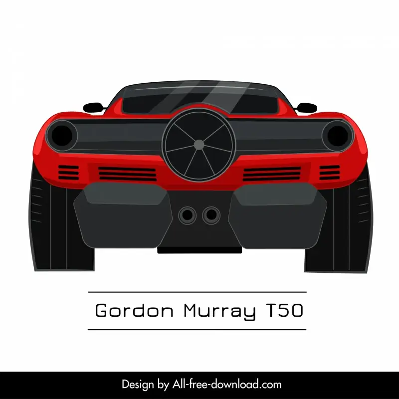 gordon murray t50 car model icon modern symmetric back view design 