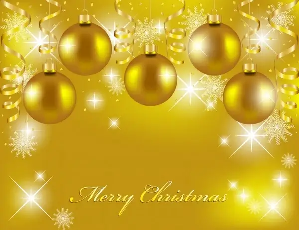 christmas background gorgeous twinkling golden bauble balls decor