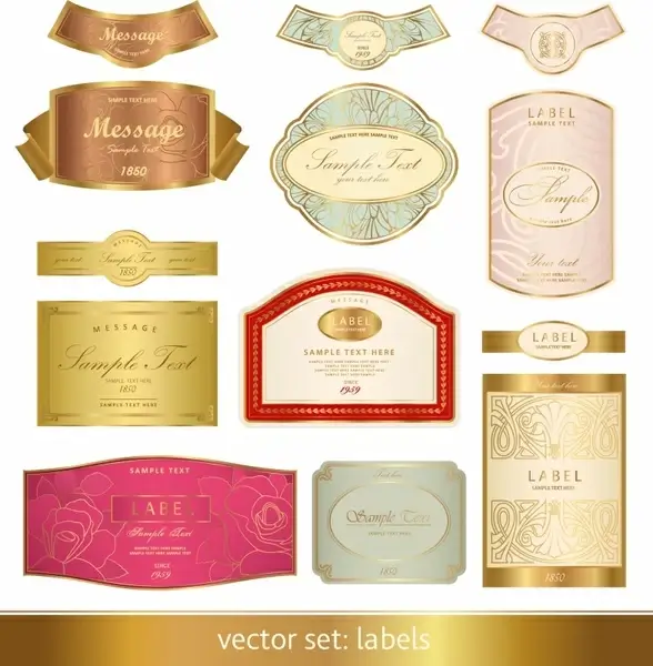 bottle labels templates shiny gorgeous luxury colorful decor