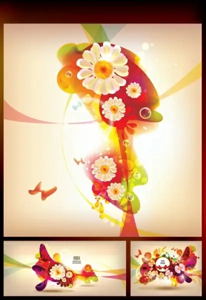 decorative background floral butterflies sketch modern colorful gorgeous