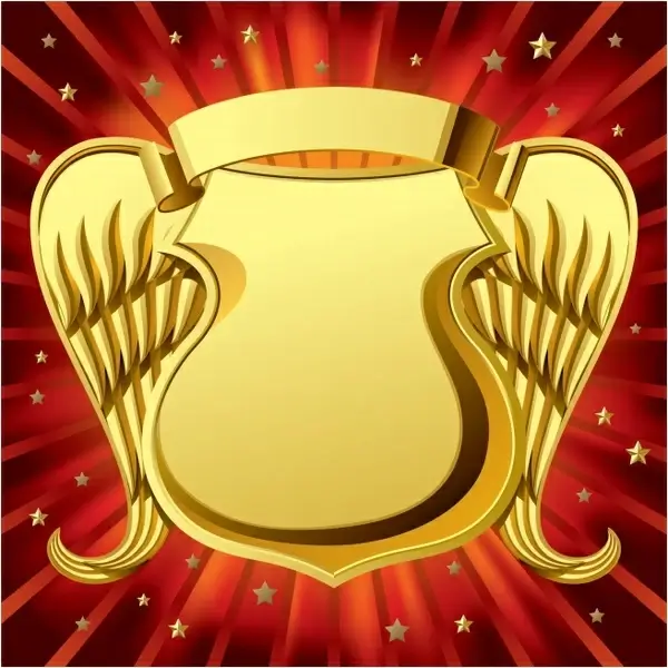 award template dynamic golden 3d symmetric winged shield