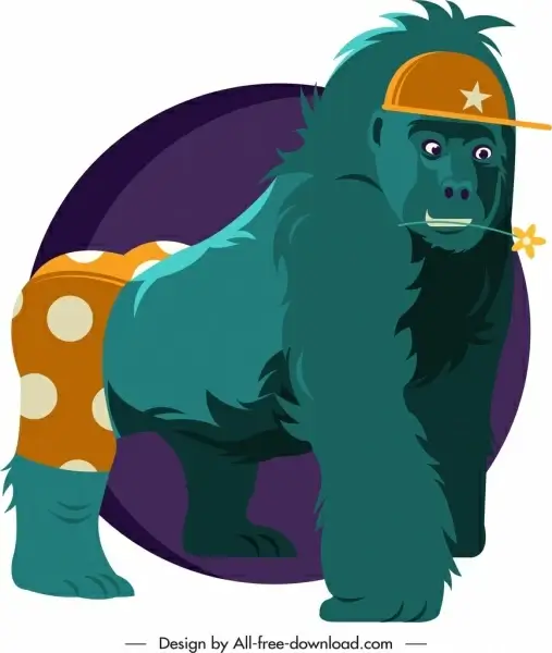 gorilla animal icon funny stylized sketch