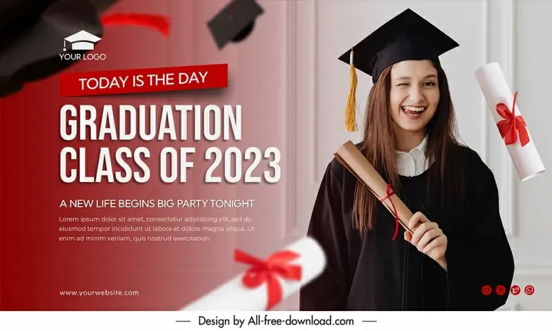 graduation class of 2023 banner template dynamic happy student