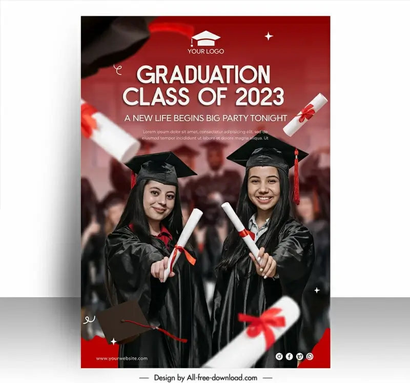 graduation class of 2023 poster template dynamic happy students
