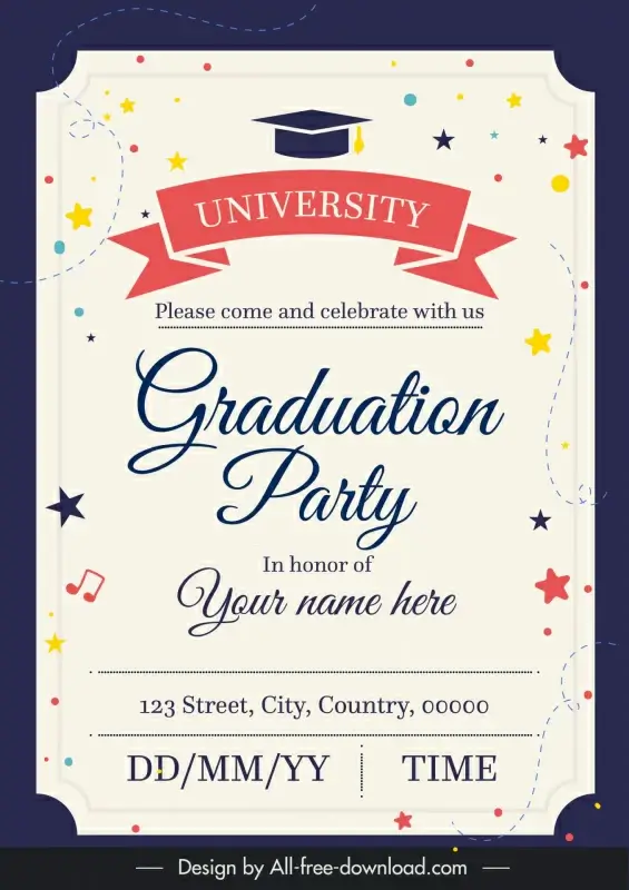 graduation invitation card template elegant bright design