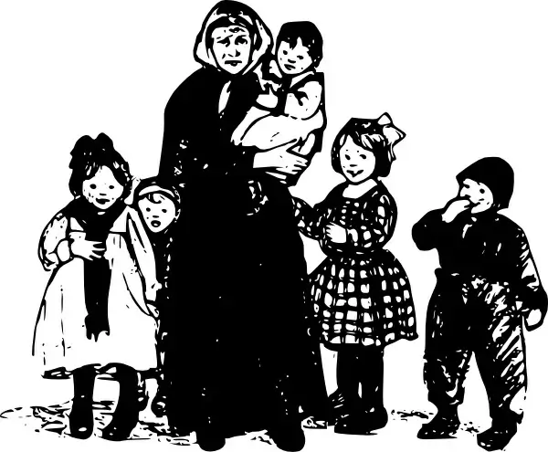 Granny With Children clip art