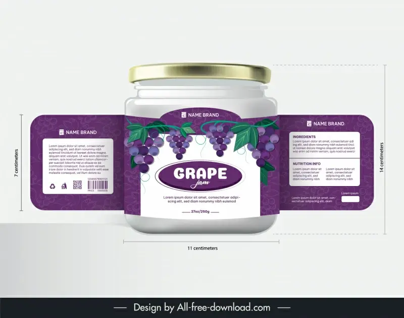 grape jam packaging template elegant realistic design