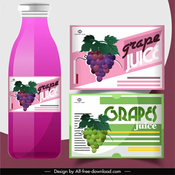 grape juice label templates colored flat modern design 