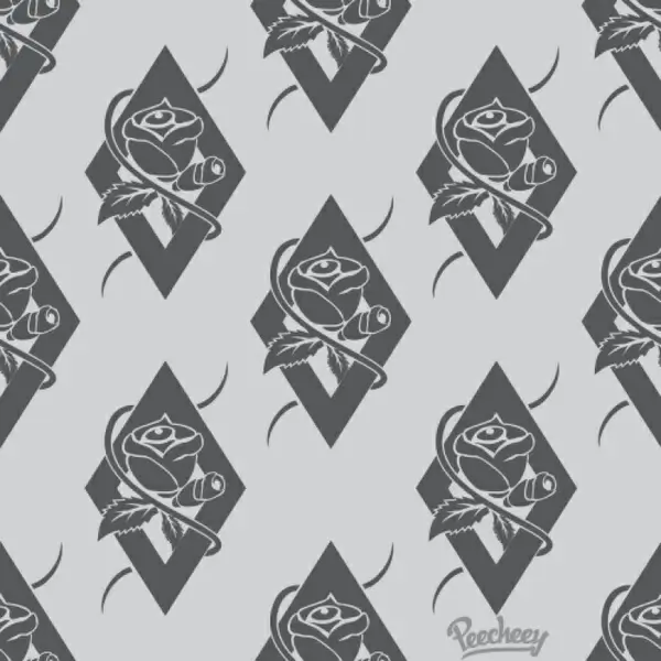 gray seamless wallpaper with floral and geometric elements