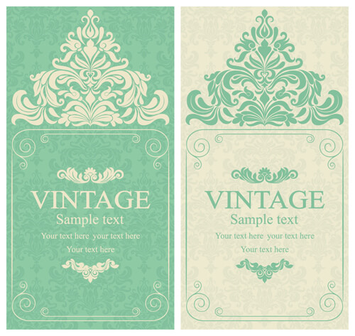 gray vintage style floral invitations cards vector