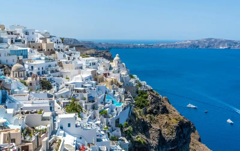 greece scenery picture elegant sea village high view