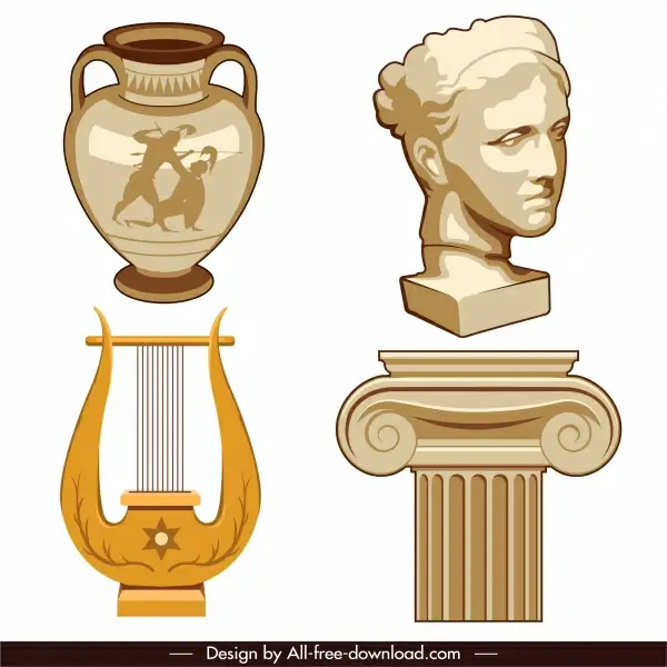 greek design elements ancient cultural objects sketch
