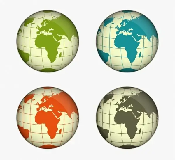 Green, Blue, Yellow and Gray Globe Vector Illustration