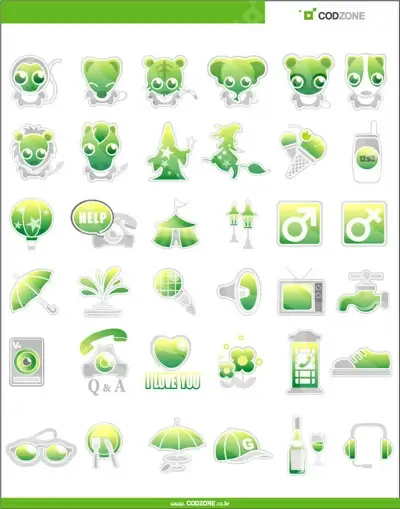 green cute icon vector