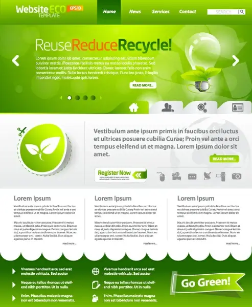 green eco website template design vector