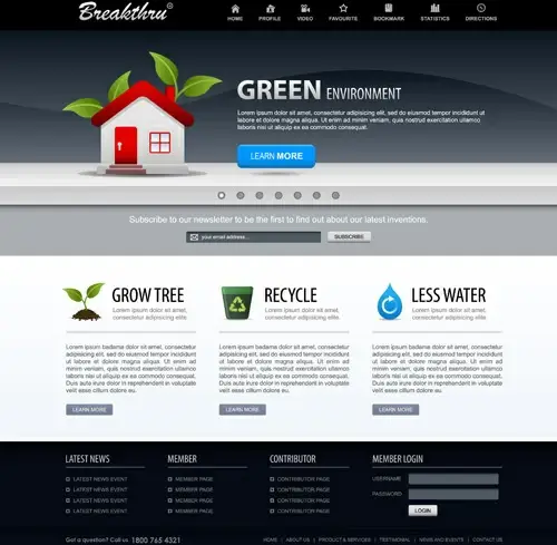 green environment style website template vector
