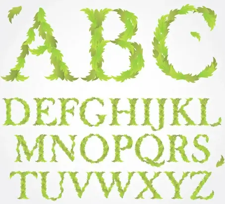green leaves alphabet excellent vector