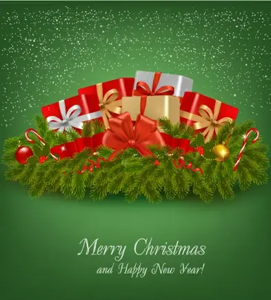 green pine needles christmas cards backgrounds vector