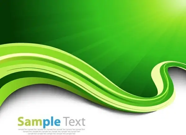 green ray and wave abstract background vector illustration