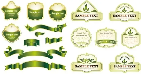 green ribbon label vector