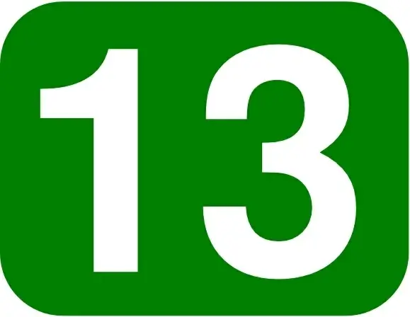 Green Rounded Rectangle With Number 13 clip art