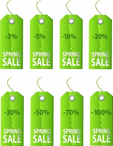 sales tags templates wet green decor vertical design