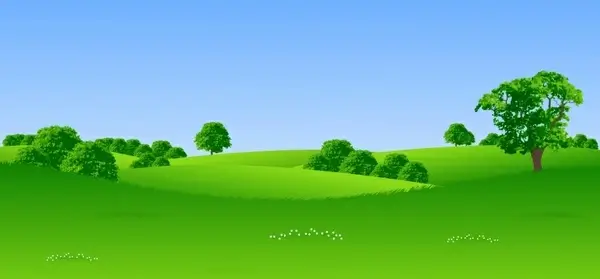 landscape background green meadow decor 3d cartoon design