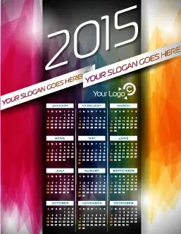 grid calendar15 with abstract background vector