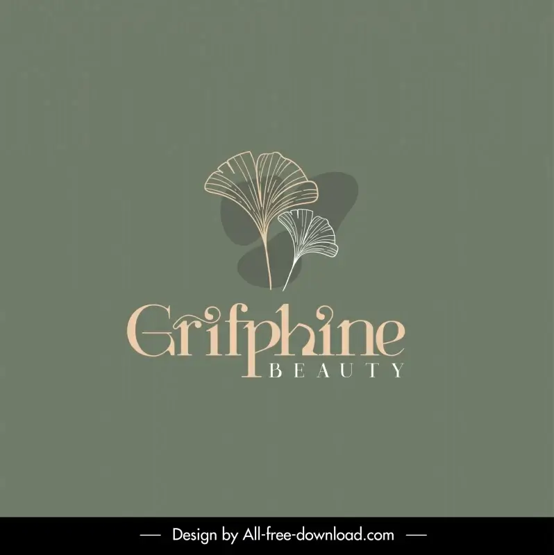 grifphine beauty logotype flat classical handdrawn leaf sketch