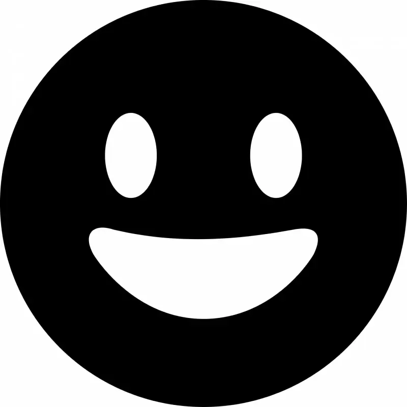 grin alt emoticon flat black white contrast circle shape outline