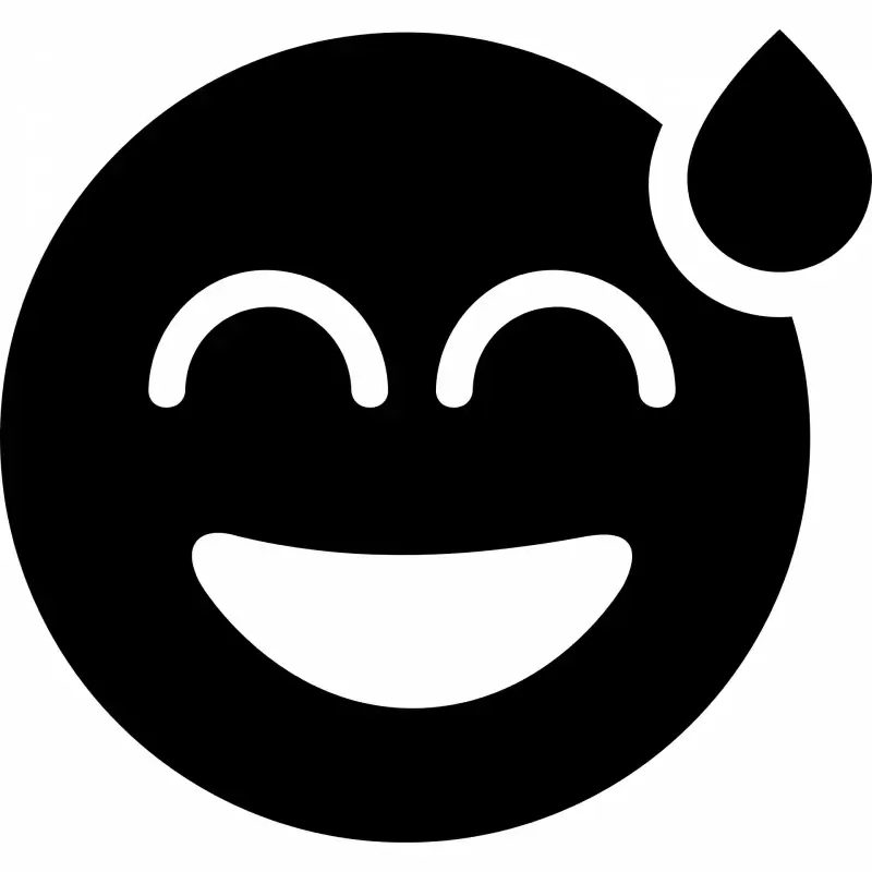 grin beam sweat emotion icon symmetric flat black white circle face sketch