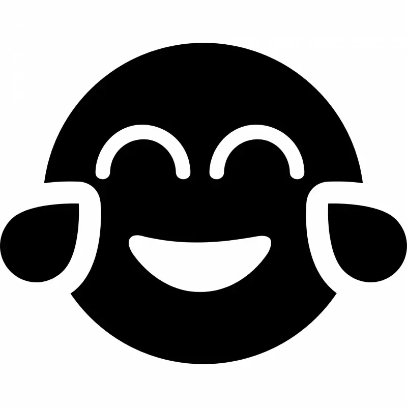 grin tear emotion icon symmetric flat black white circle face outline