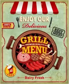 grunge vintage styles food poster vector