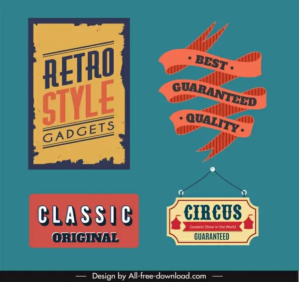 guarantee label templates retro design geometric ribbon shapes