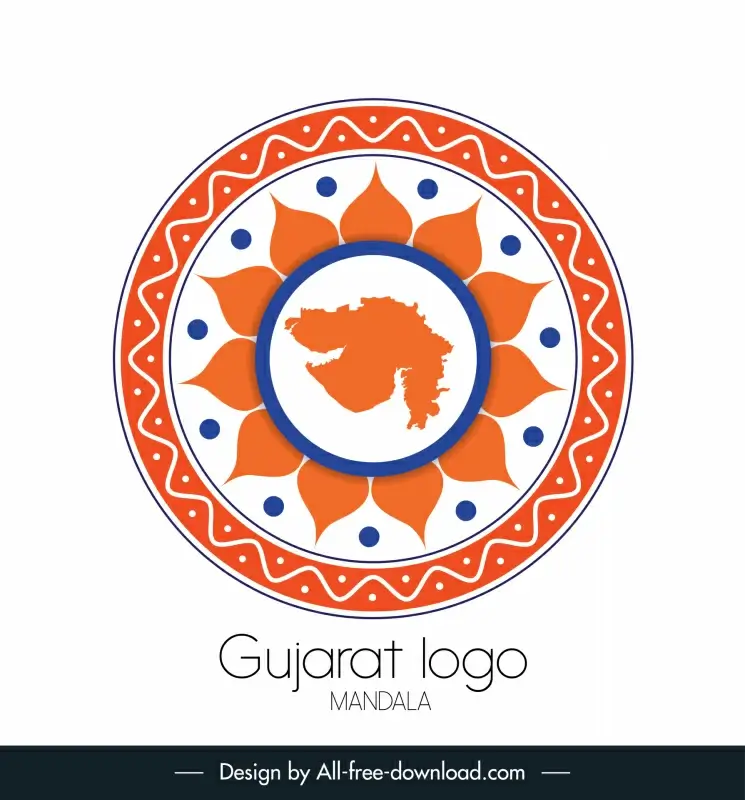 gujarat mandala logotype flat circle shape map flower sketch
