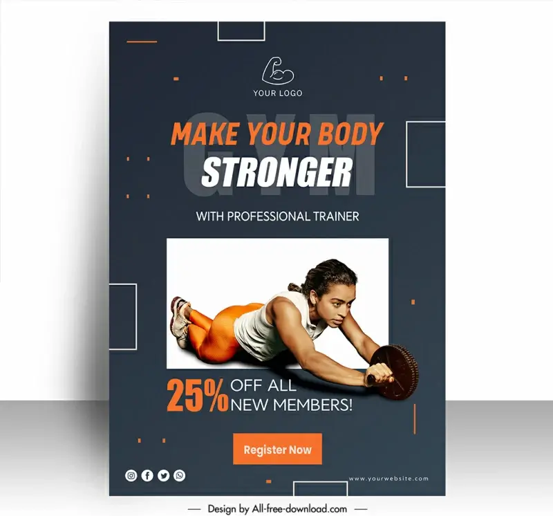 gym club discount sale poster template practicing lady