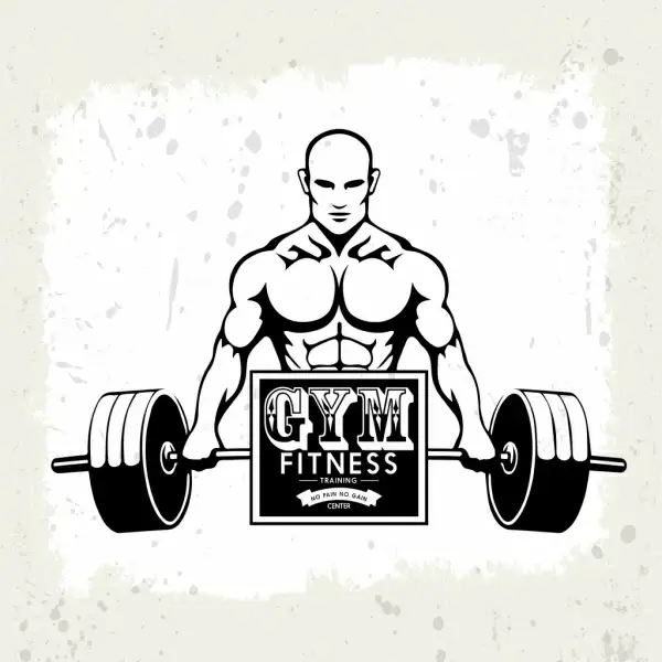 gym fitness logotype athlete weight icon retro design