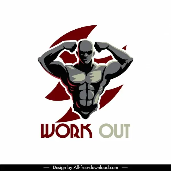 gymnasium icon muscle man sketch modern dark