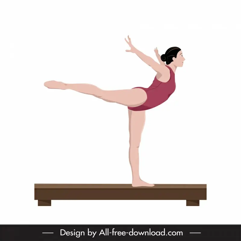 gymnastics balance beam athlete icon balance girl sketch cartoon design