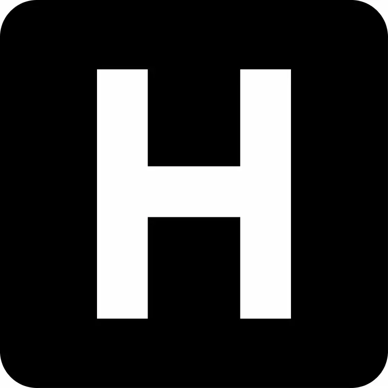 h square sign template flat contrast black white capital letter sketch